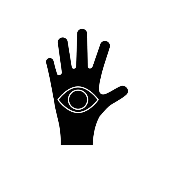 Koncepcja astrologii, Fortune Hands z magiczną ikoną oka, styl sylwetki — Wektor stockowy