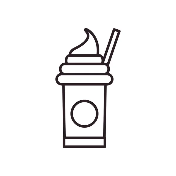 Caneca milkshake bebida linha estilo ícone vetor design — Vetor de Stock