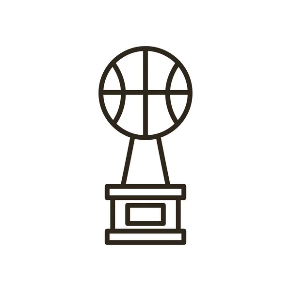 Bal trofee van basketbal lijn stijl pictogram vector ontwerp — Stockvector