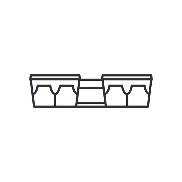 Tambores línea de instrumentos icono de estilo diseño de vectores — Archivo Imágenes Vectoriales