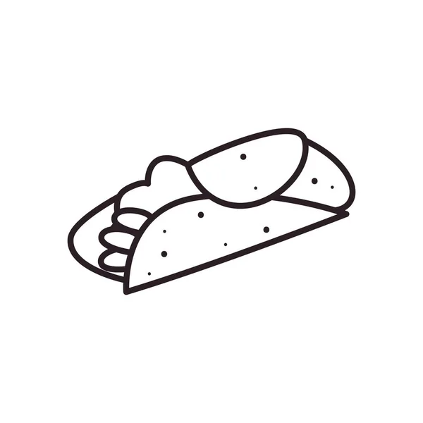 Burrito línea estilo icono vector diseño — Vector de stock