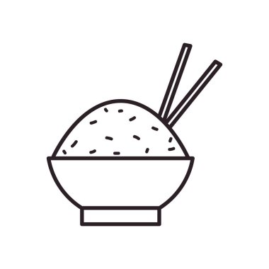 Çin pirinç kasesi çizgisi ikon vektör tasarımı