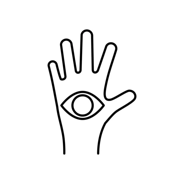 Концепція астрології, Fortune Руки з магічною іконою очей, стиль лінії — стоковий вектор