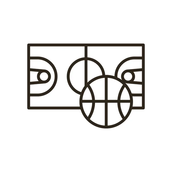 バスケットボールラインスタイルのアイコンベクトルデザインのボール — ストックベクタ