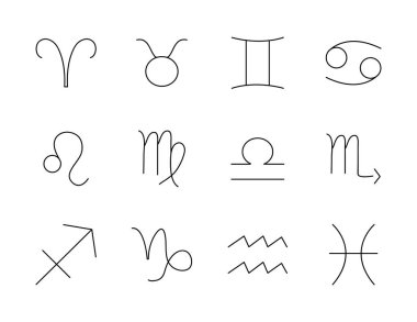 Astroloji işaret simgesi seti, satır biçimi