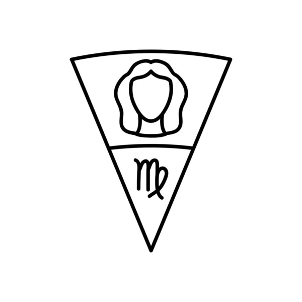 Astrologi koncept, jungfru symbol för virgo tecken, linje stil — Stock vektor