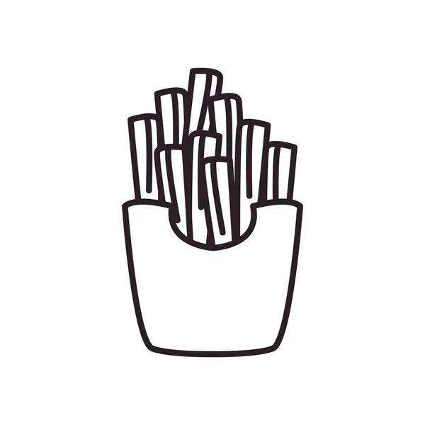 Papas fritas línea estilo icono vector de diseño — Vector de stock