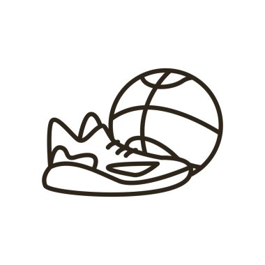 Basketbol çizgisi biçim vektör tasarımı ayakkabılı top