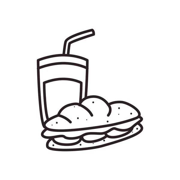 Sandwich dengan desain vektor ikon gaya juice line - Stok Vektor