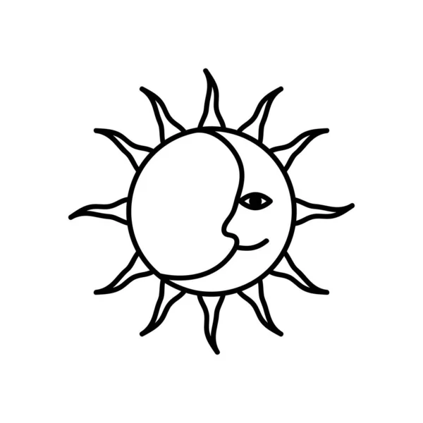 Icône éclipse de soleil, style ligne — Image vectorielle