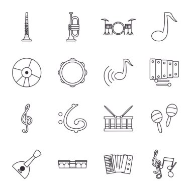 Müzik enstrümanları satır biçimi vektör dizaynı