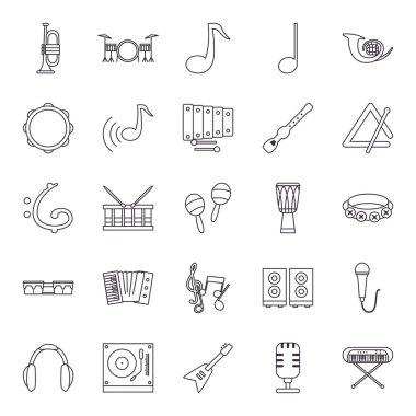 Müzik enstrümanları satır biçimi vektör dizaynı