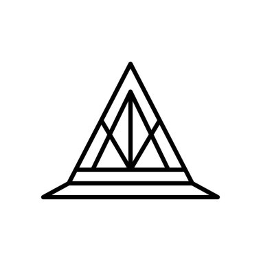 Geometrik üçgen şekil simgesi beyaz arkaplan üzerinde, satır biçimi