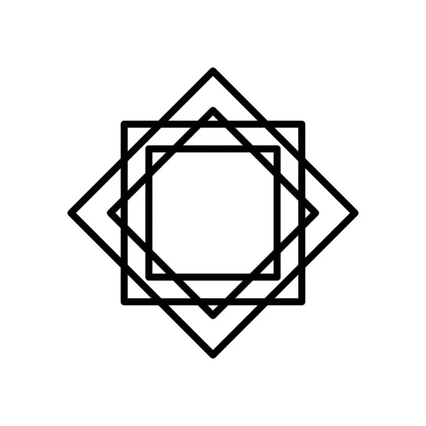 Rombo geometrico e icona di forma quadrata, stile linea — Vettoriale Stock