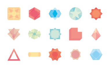 silindir ve geometrik şekiller simge kümesi, düz biçim