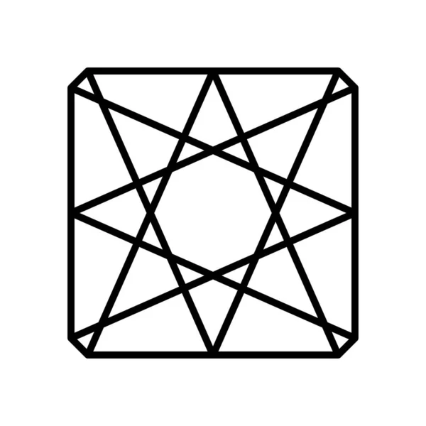 Quadrato geometrico con icona di forme triangolari, stile linea — Vettoriale Stock