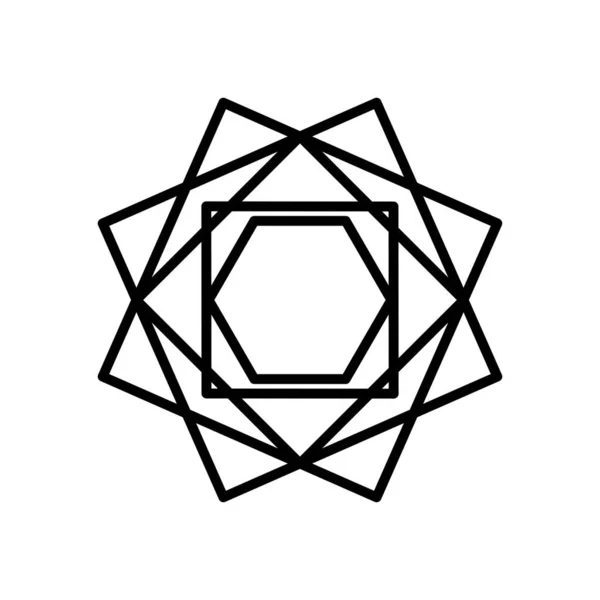 Quadrati geometrici e icona di forma esagonale, stile linea — Vettoriale Stock