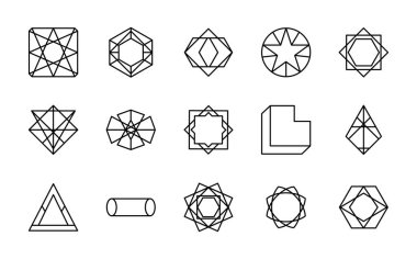 silindir ve geometrik şekiller simge seti, satır biçimi