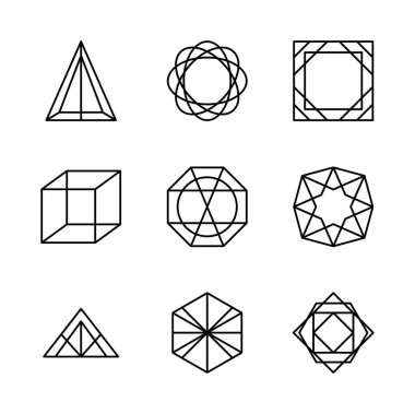 üçgen ve geometrik şekiller simge kümesi, satır biçimi