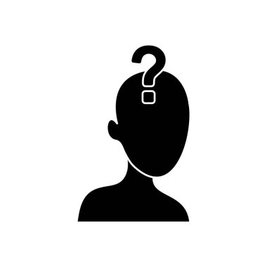Soru işareti simgesi olan insan kafası, siluet biçimi