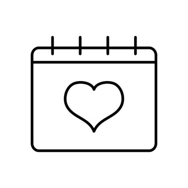 Kalp simgesi olan takvim, satır biçimi