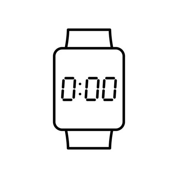 Digitaal horloge icoon, lijn stijl — Stockvector