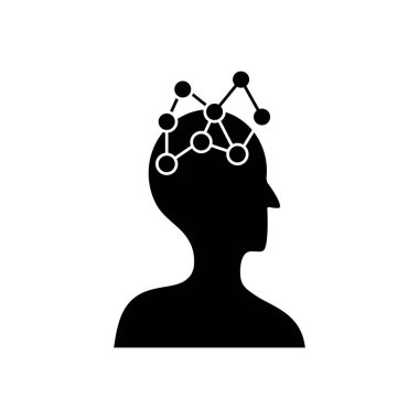 Zihinsel sağlık konsepti, kimyasal bağ simgesi olan kafa, siluet tarzı