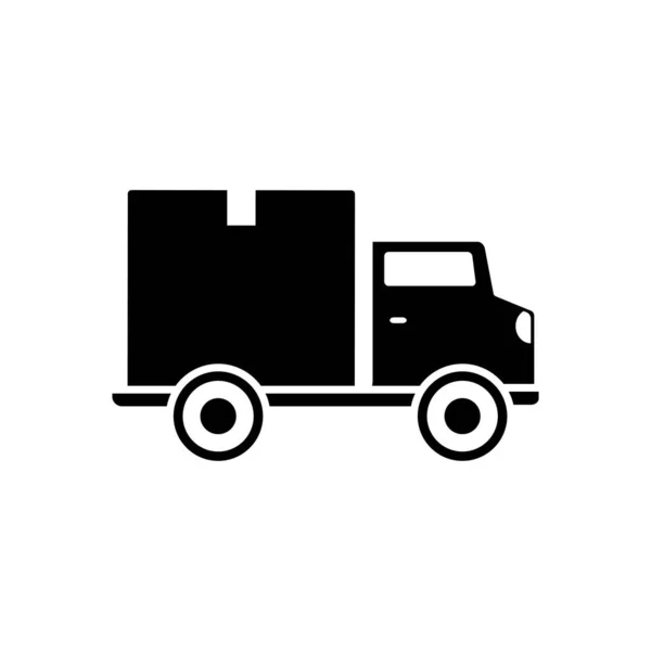 Camion cargo avec icône boîte, style silhouette — Image vectorielle