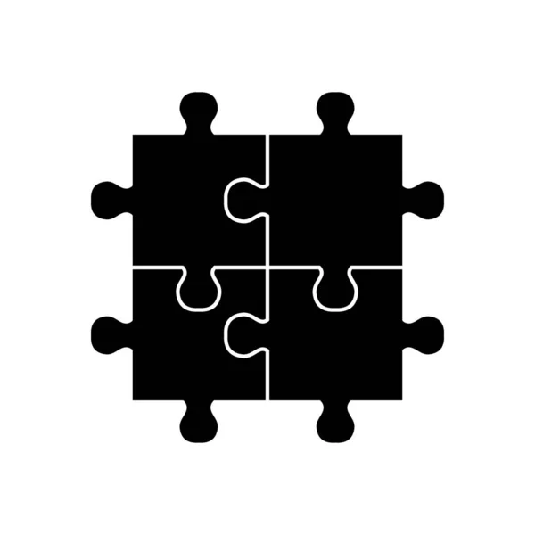Icono de piezas de rompecabezas, estilo de silueta — Vector de stock