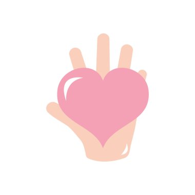 Kalp ikonlu el, düz stil