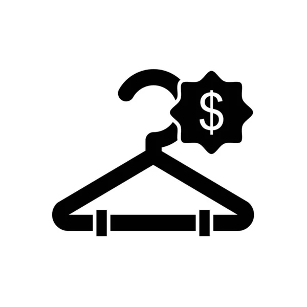 Appendiabiti e icona del sigillo di denaro, stile silhouette — Vettoriale Stock