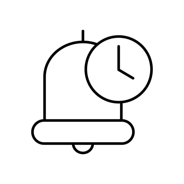 Icône cloche et horloge, style ligne — Image vectorielle