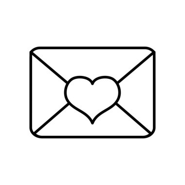 Kalp simgesi içeren zarf, satır biçimi