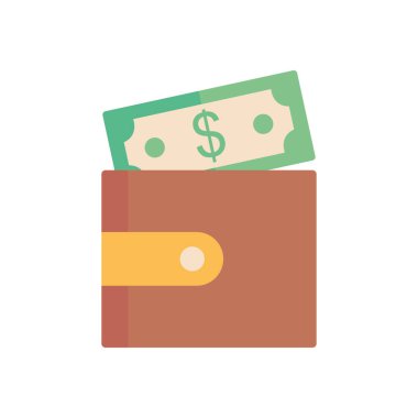 Para fatura simgesi olan cüzdan, düz stil