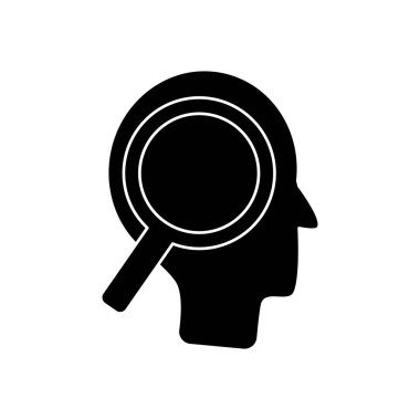 Büyüteç ikonlu insan kafası, siluet tarzı