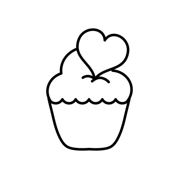 Liefde cupcake pictogram, lijn stijl — Stockvector