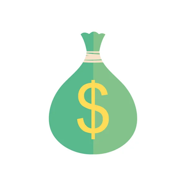 Money bag icon, flat style — Stock Vector