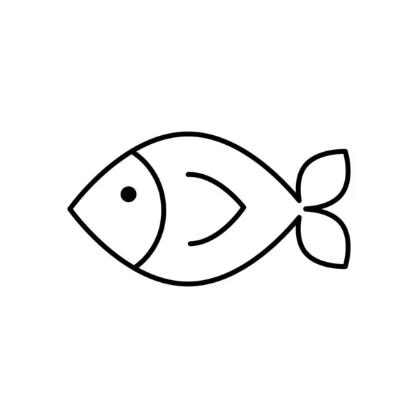 Ikon ikan kartun, gaya baris - Stok Vektor