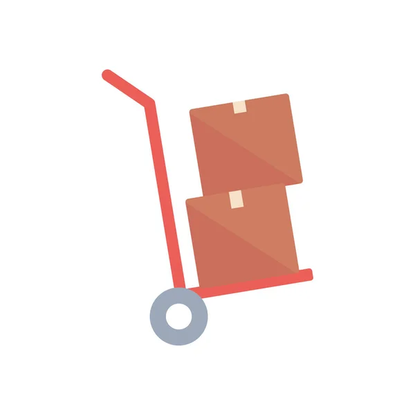 Chariot à main avec icône de boîtes, style plat — Image vectorielle