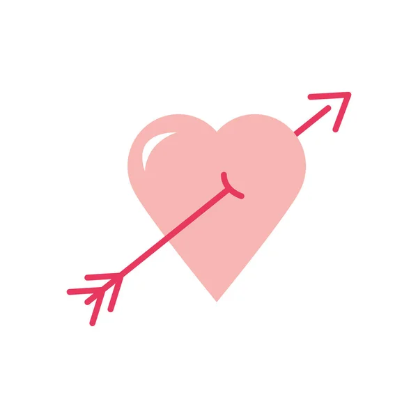 Buet hjerte ikon, flad stil – Stock-vektor