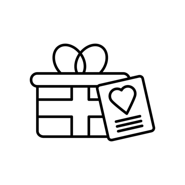 Carta regalo e icona della carta d'amore, stile linea — Vettoriale Stock