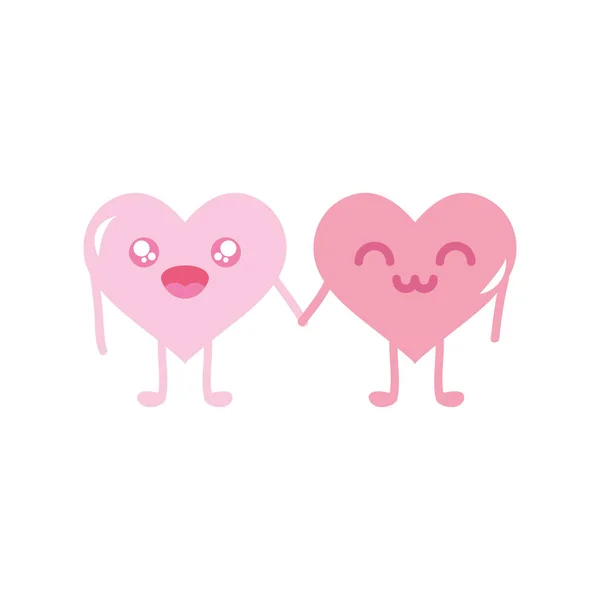 Tecknad par hjärtan ikon, platt stil — Stock vektor