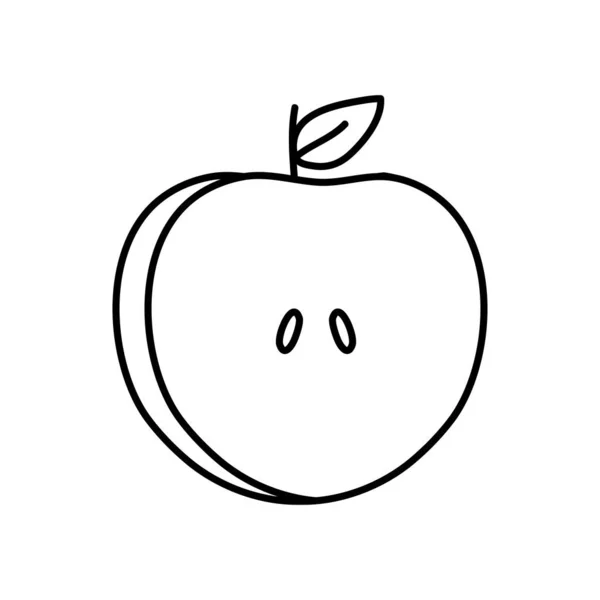 Manzana fruta icono, estilo de línea — Archivo Imágenes Vectoriales