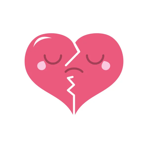 Cartoon sad broken heart icon, flat style — Stock Vector