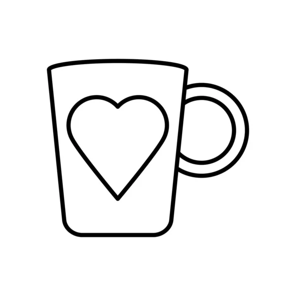 Coffee mug with heart icon, line style — Stock Vector