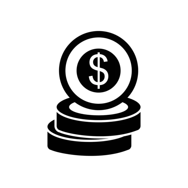 Money coins icon, silhouette style — Stock Vector