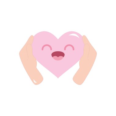 Çizgi film karakteri mutlu kalp ikonu, düz stil