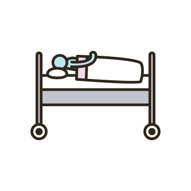 Tıbbi sedye çizgisi ve biçim ikonu vektör tasarımı