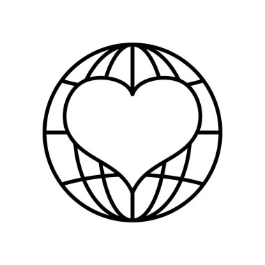kalp simgesine sahip küresel küre, çizgi biçimi