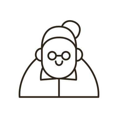 Büyükanne çizgi çizgi çizgi film stili ikon vektör tasarımı